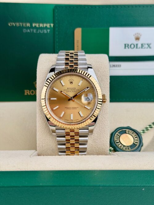 Rolex Datejust 41 Champagne Index Fluted Jubilee Preowned 2017 126333