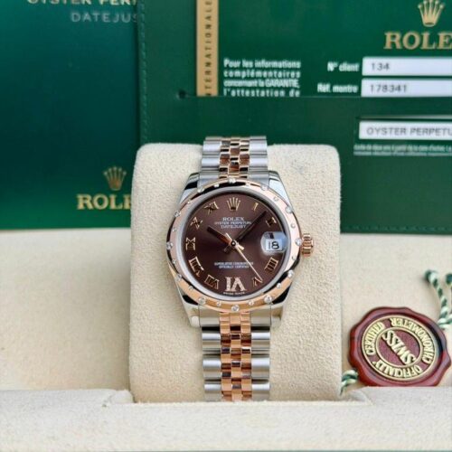 Rolex Datejust 31 Chocolate Roman Diamond VI Domed Jubilee Preowned 2011 178341
