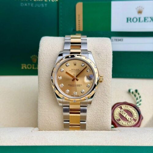 Rolex Datejust 31 Champagne Diamond Domed Oyster Preowned 2017 178343RBR