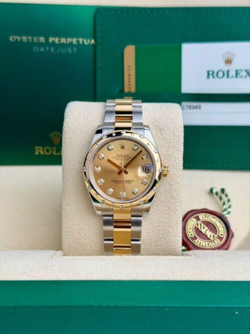 Rolex Datejust 31 Champagne Diamond Domed Oyster Preowned 2017 178343RBR