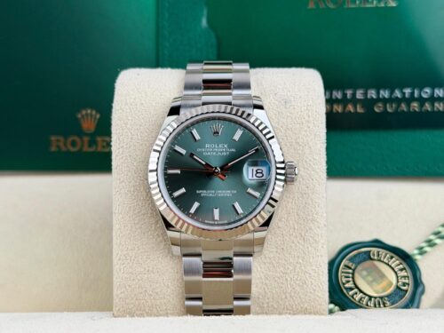 Rolex Datejust 31 Mint Green Index Fluted Oyster 2026 Unworn 278274
