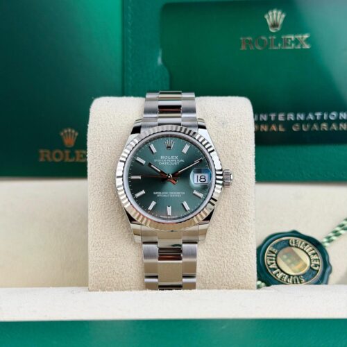 Rolex Datejust 31 Mint Green Index Fluted Oyster 2026 Unworn 278274