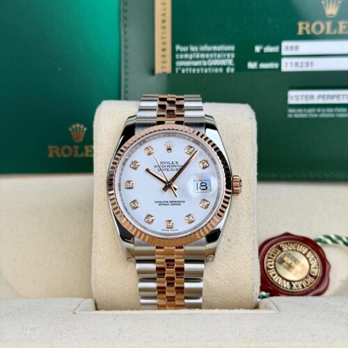 Rolex Datejust 36 White Diamond Fluted Jubilee Preowned 2013 116231