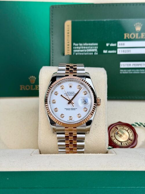 Rolex Datejust 36 White Diamond Fluted Jubilee Preowned 2013 116231