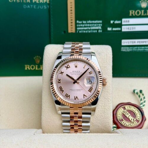 Rolex Datejust 36 Rose Pink Roman Fluted Jubilee Preowned 2015 116231
