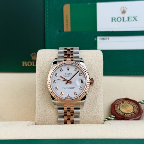 Rolex Datejust 31 White Diamond Fluted Jubilee Preowned 2020 178271