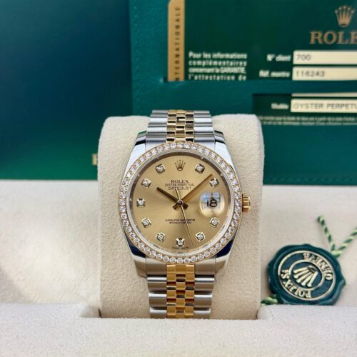 Rolex Datejust 36 Champagne Diamond Bezel Jubilee Preowned 2011 116243