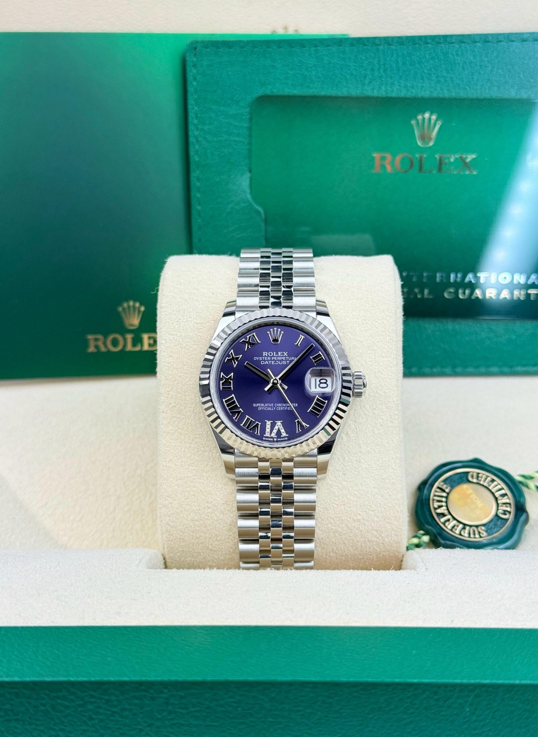 Rolex Datejust 31 Aubergine Purple Roman VI Fluted Jubilee 2026 Unworn 278274