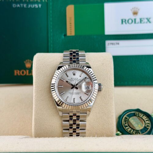 Rolex Datejust 28 Silver Index Fluted Jubilee Preowned 2019 279174