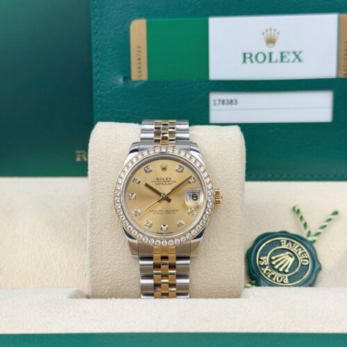 Rolex Datejust 31 Champagne Diamond Bezel Jubilee Preowned 2018 178383RBR
