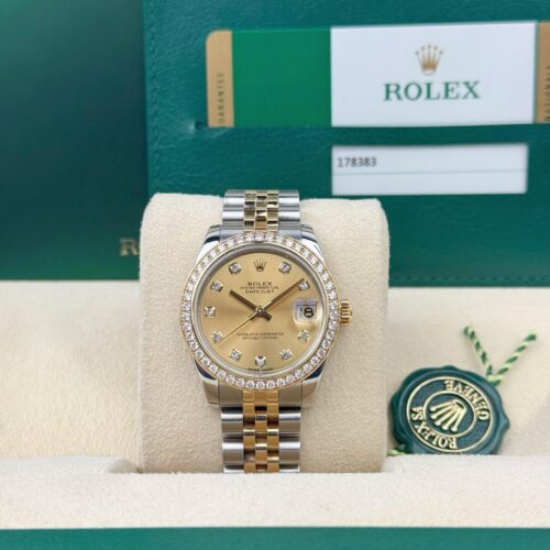 Rolex Datejust 31 Champagne Diamond Bezel Jubilee Preowned 2018 178383RBR