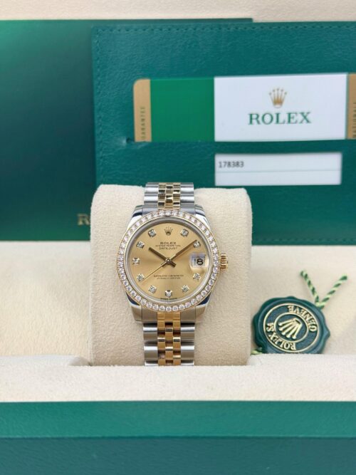 Rolex Datejust 31 Champagne Diamond Bezel Jubilee Preowned 2018 178383RBR