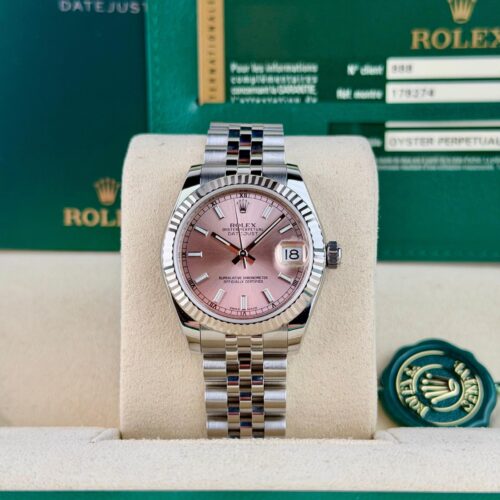 Rolex Datejust 31 Pink Index Fluted Jubilee Preowned 2014 178274
