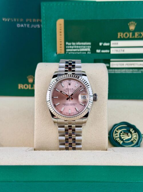 Rolex Datejust 31 Pink Index Fluted Jubilee Preowned 2014 178274