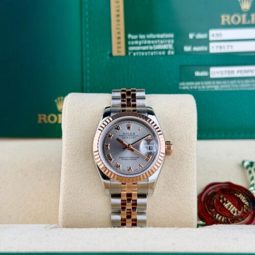 Rolex Datejust 26 Slate Rhodium Roman Fluted Jubilee Preowned 2009 179171