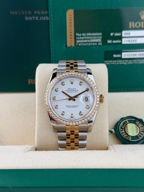 Rolex Datejust 36 White Diamond Bezel Jubilee Preowned 2011 116243