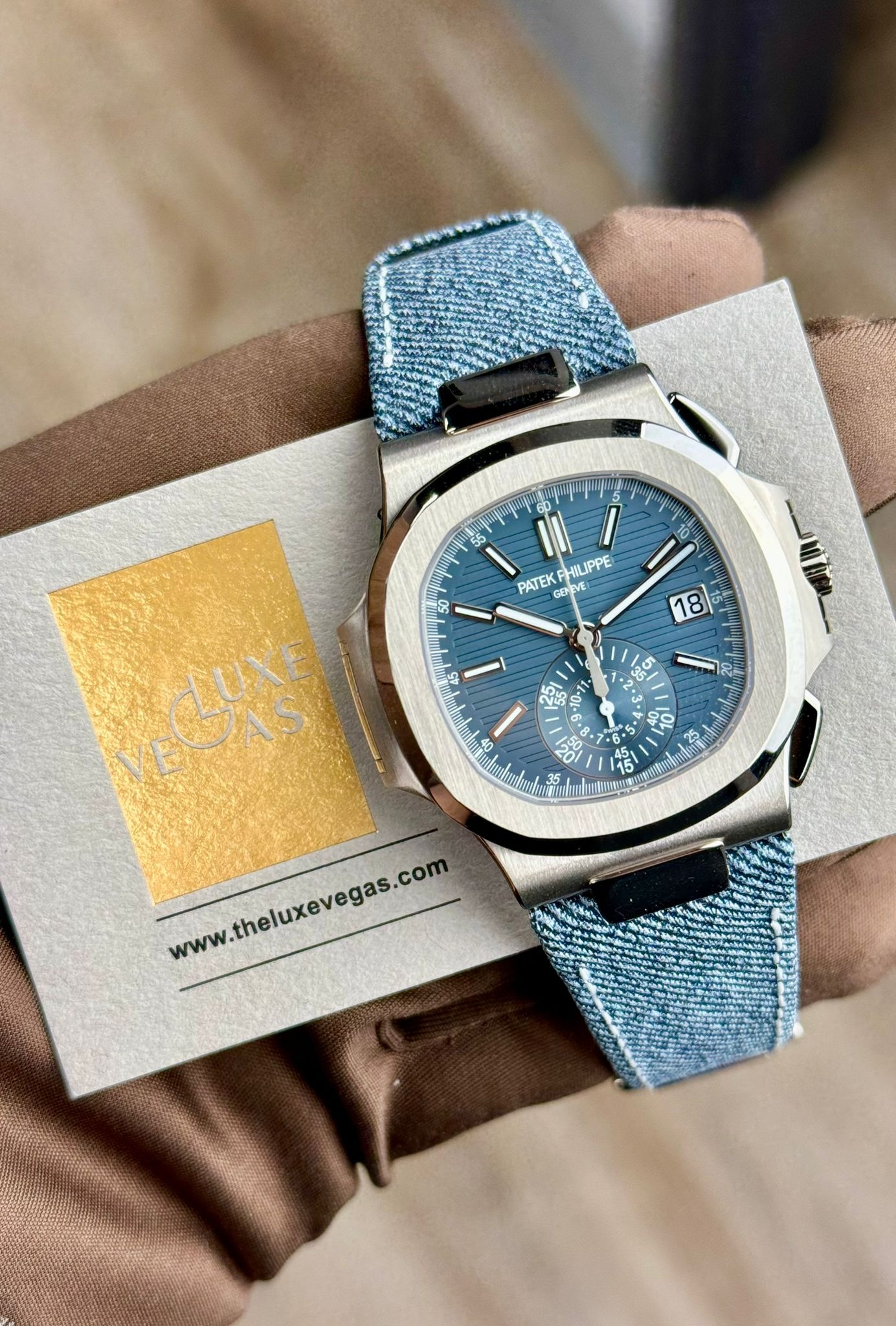 Patek Philippe Nautilus 40.5 Flyback Chronograph Opaline Blue Index 5980/60G-001