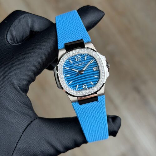 Patek Philippe Nautilus Blue Diamond Bezel Blue Strap 2026 Unworn 7010G-013