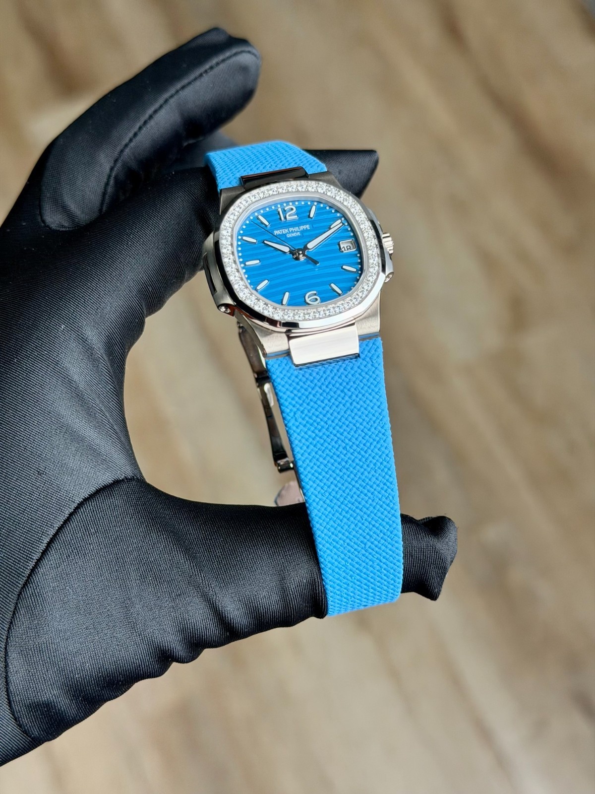 Patek Philippe Nautilus Blue Diamond Bezel Blue Strap 2026 Unworn 7010G-013
