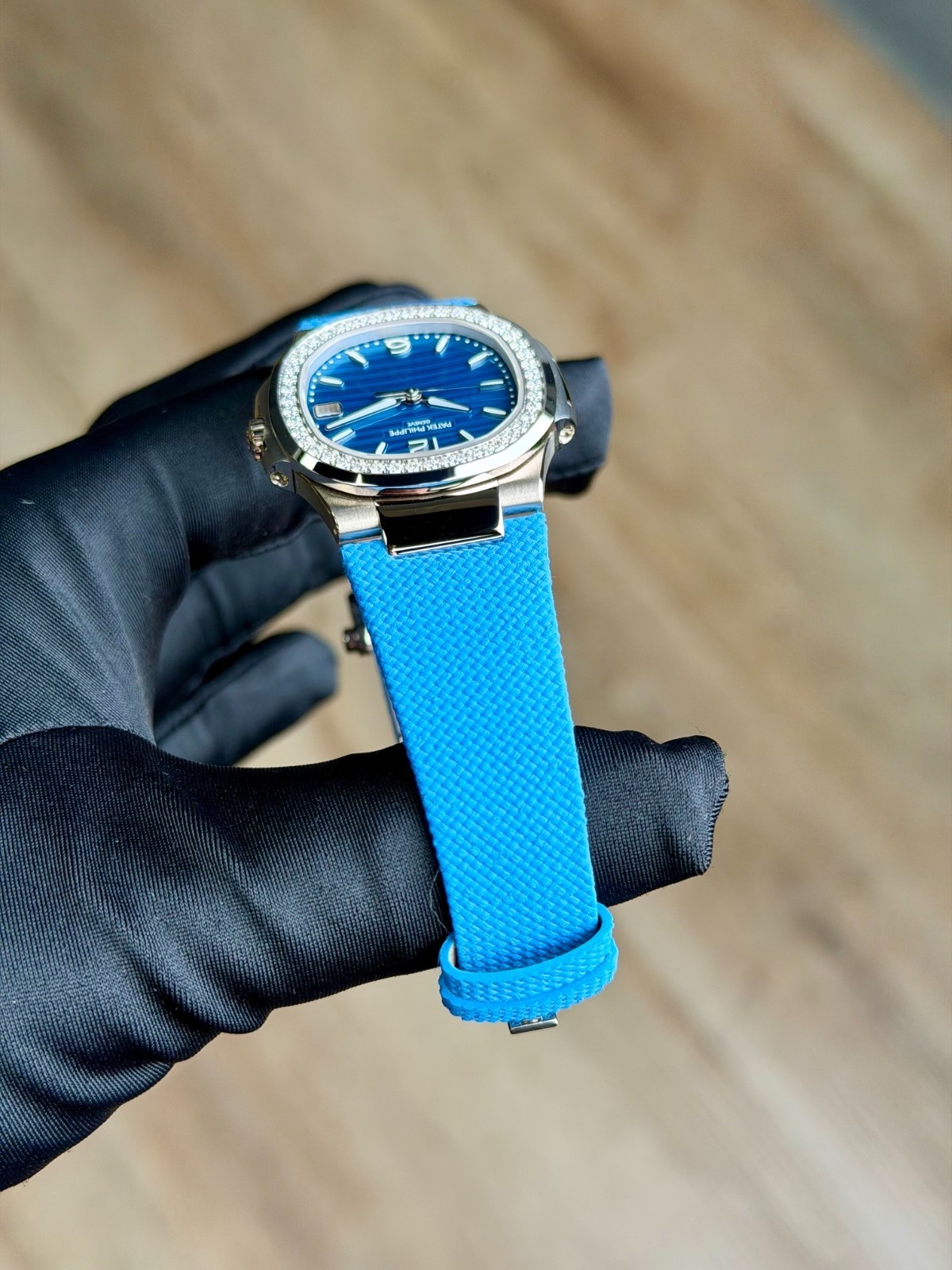 Patek Philippe Nautilus Blue Diamond Bezel Blue Strap 2026 Unworn 7010G-013