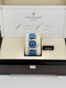 Patek Philippe Nautilus Blue Diamond Bezel Blue Strap 2026 Unworn 7010G-013