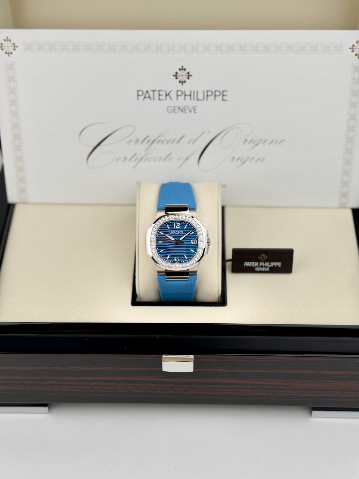 Patek Philippe Nautilus Blue Diamond Bezel Blue Strap 2026 Unworn 7010G-013