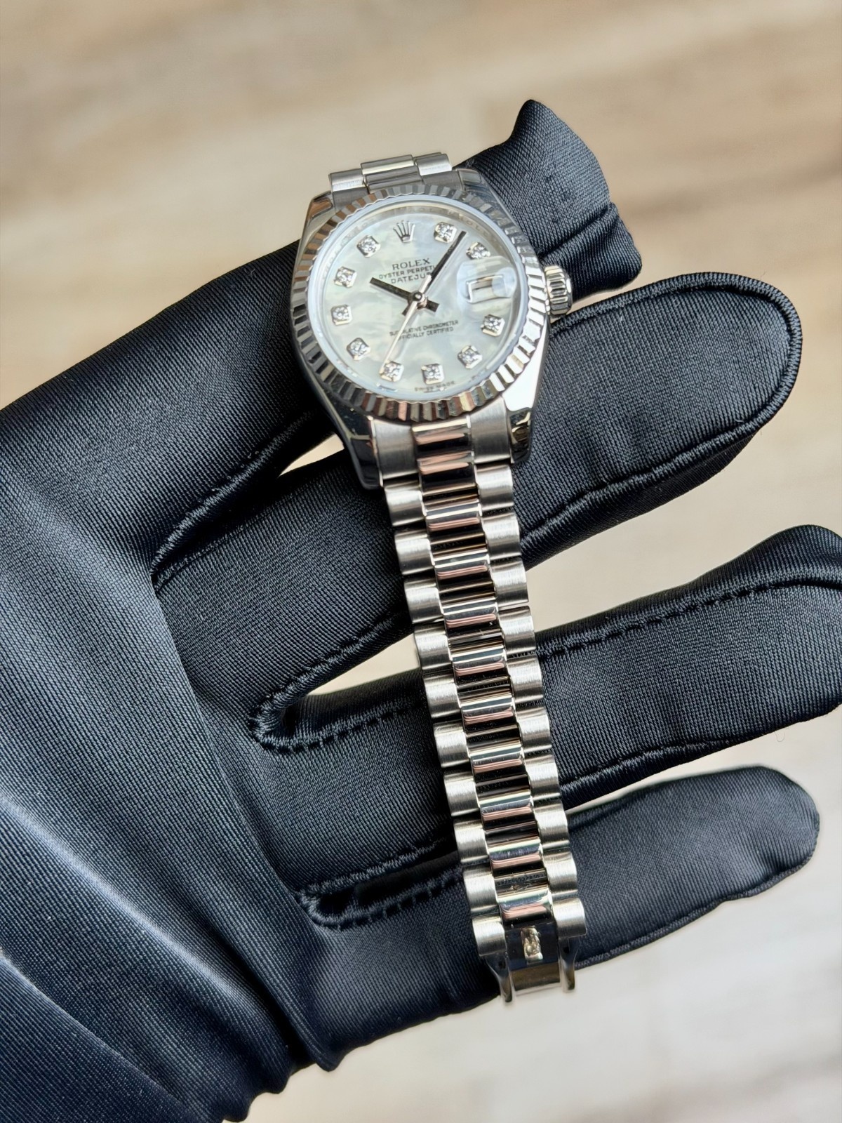 Rolex Datejust 26 MOP Pearl Diamond Fluted President Preowned 2022 179179