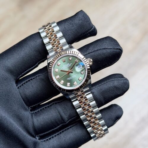 Rolex Datejust 28 Olive Green Diamond Fluted Jubilee Preowned 2019 279171