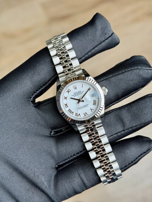 Rolex Datejust 28 White Roman Fluted Jubilee Preowned 2019 279174