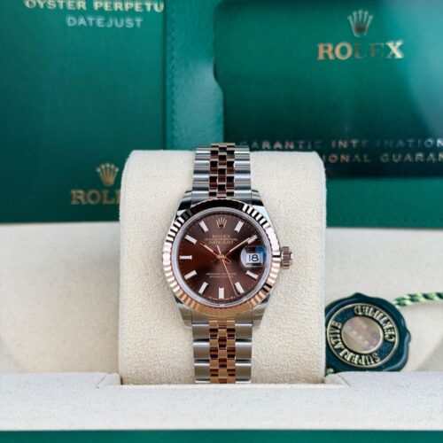 Rolex Datejust 28 Chocolate Index Fluted Jubilee 2026 Unworn 279171