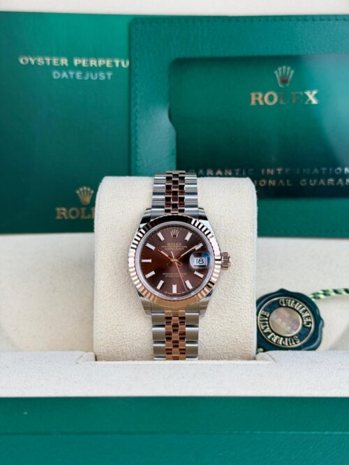 Rolex Datejust 28 Chocolate Index Fluted Jubilee 2026 Unworn 279171