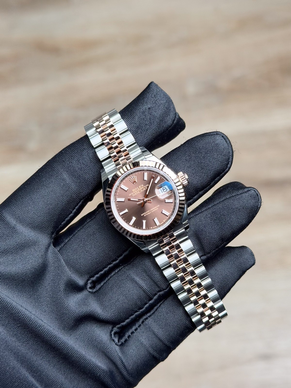 Rolex Datejust 28 Chocolate Index Fluted Jubilee 2026 Unworn 279171