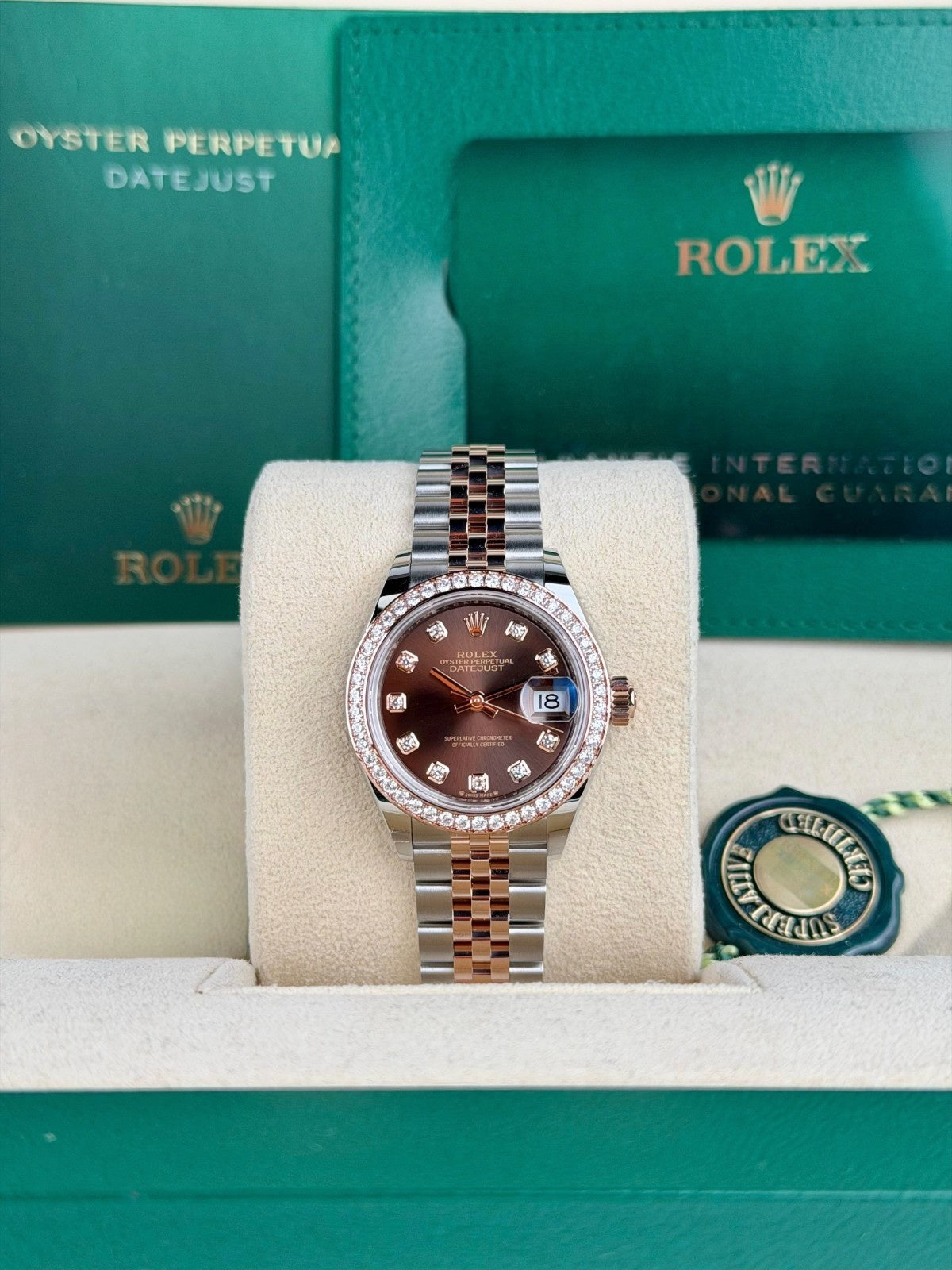 Rolex Datejust 28 Chocolate Diamond Bezel Jubilee 2026 Unworn 279381RBR