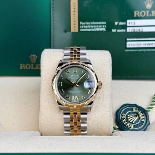 Rolex Datejust 31 Olive Green Roman VI Domed Jubilee Preowned 2015 178343RBR