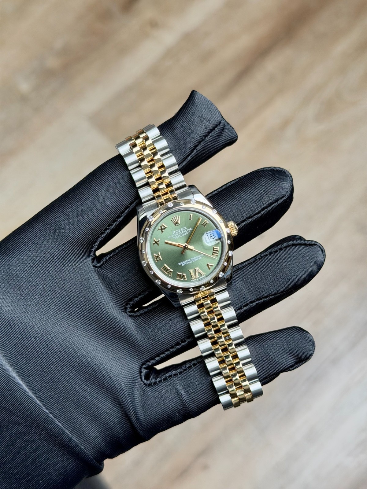 Rolex Datejust 31 Olive Green Roman VI Domed Jubilee Preowned 2015 178343RBR