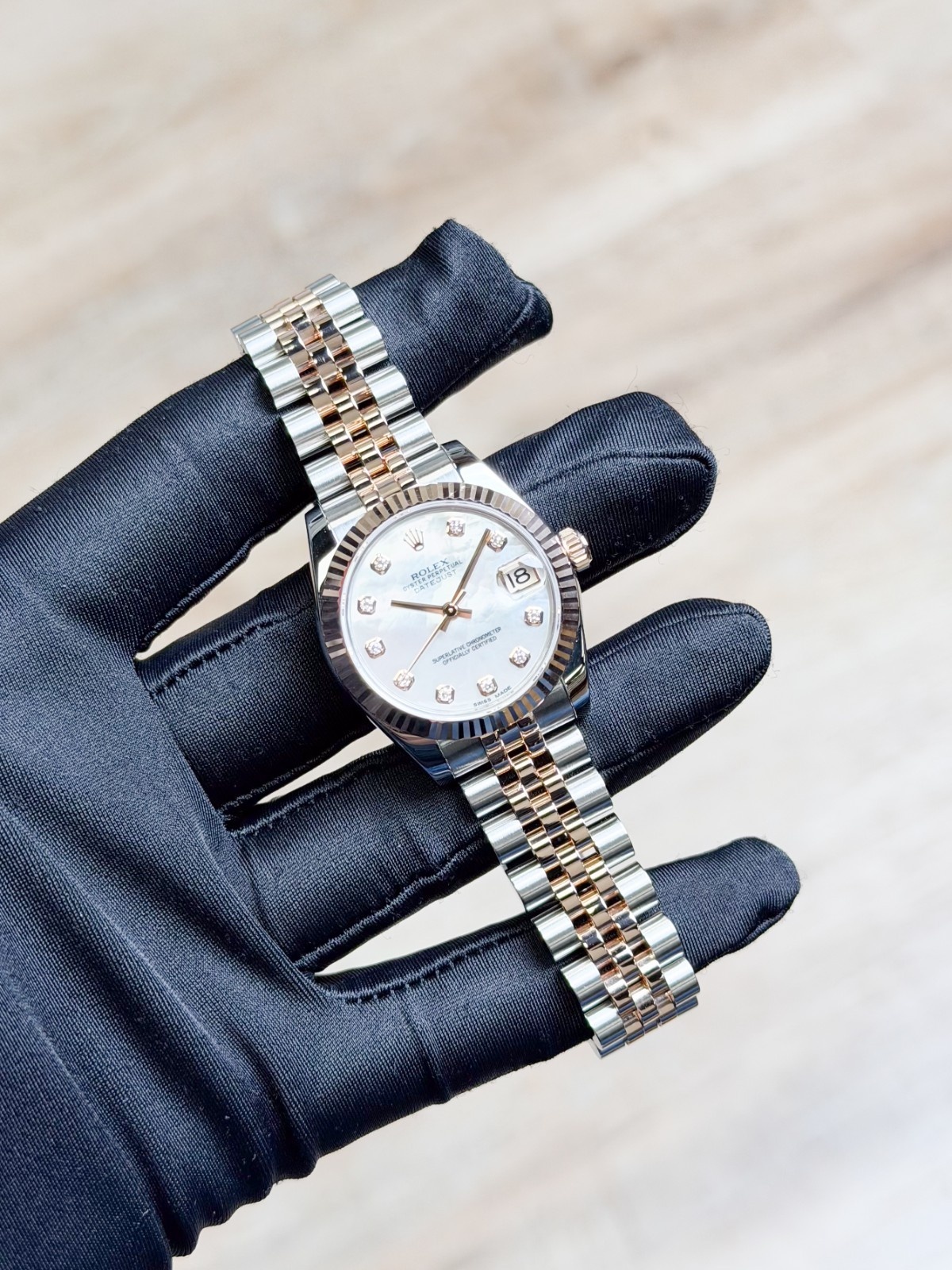Rolex Datejust 31 MOP Pearl Diamond Fluted Jubilee Preowned 2011 178271