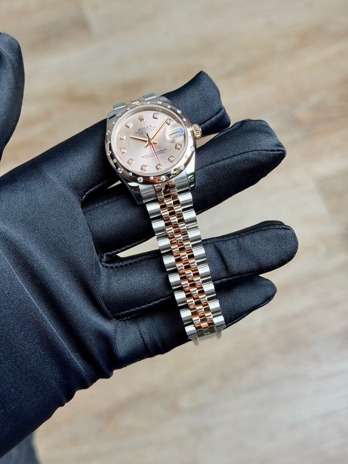 Rolex Datejust 31 Rose Pink Diamond Domed Jubilee Preowned 2017 178341
