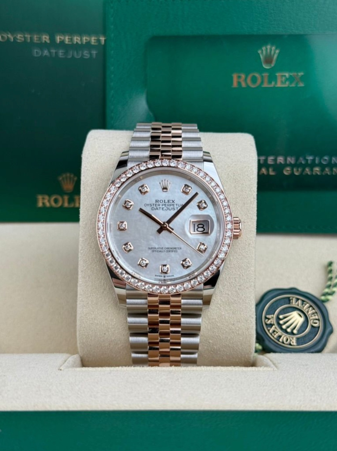 Rolex Datejust 36 MOP Pearl Diamond Bezel Jubilee 2026 Unworn 126281RBR