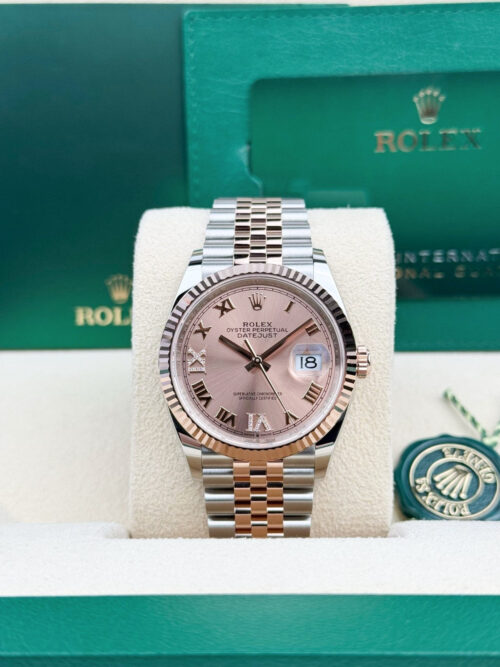 Rolex Datejust 36 Rose Roman VIIX Diamond Fluted Jubilee 2026 Unworn 126231