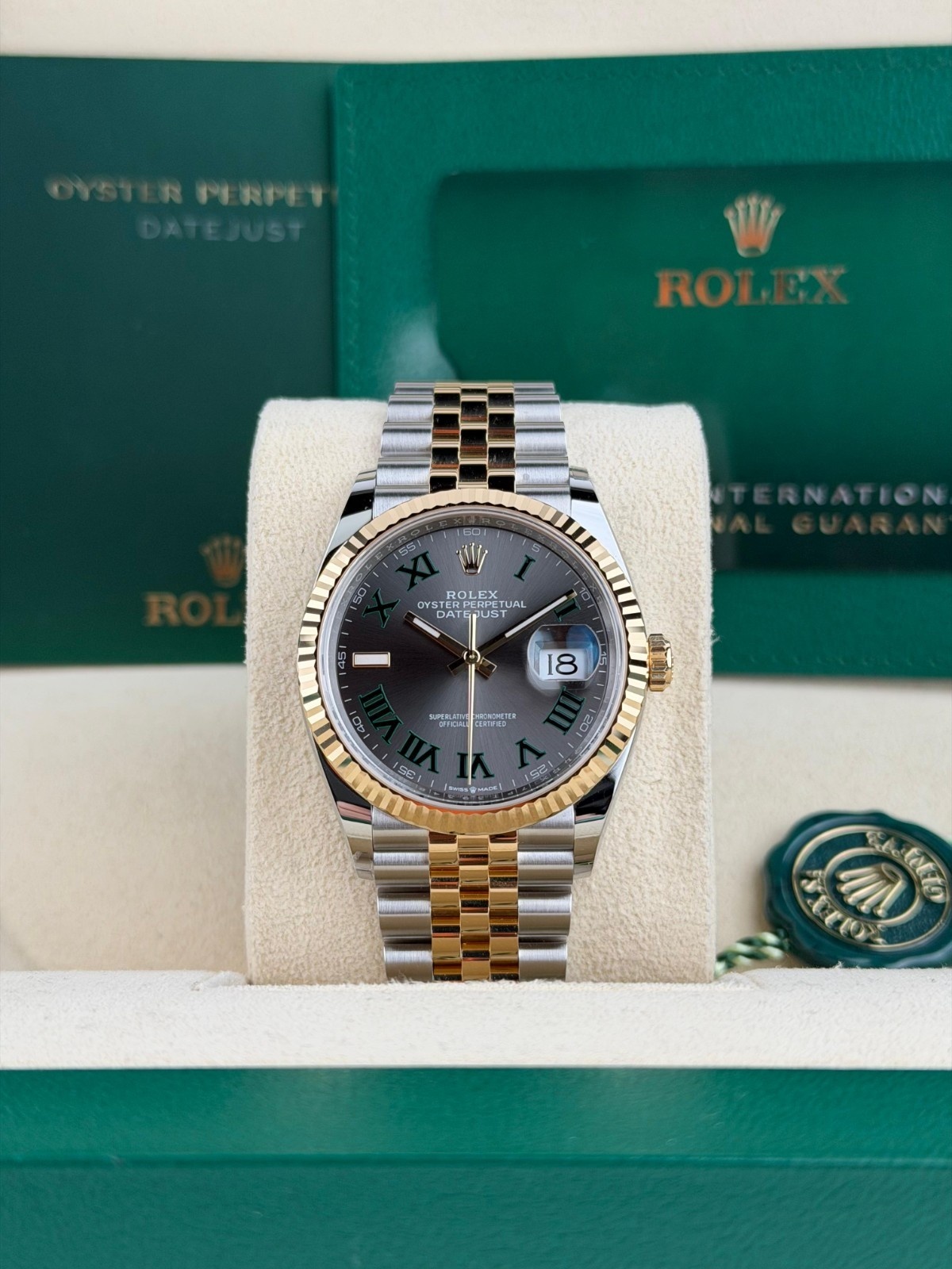 Rolex Datejust 36 Wimbledon Slate Roman Fluted Jubilee 2026 Unworn 126233