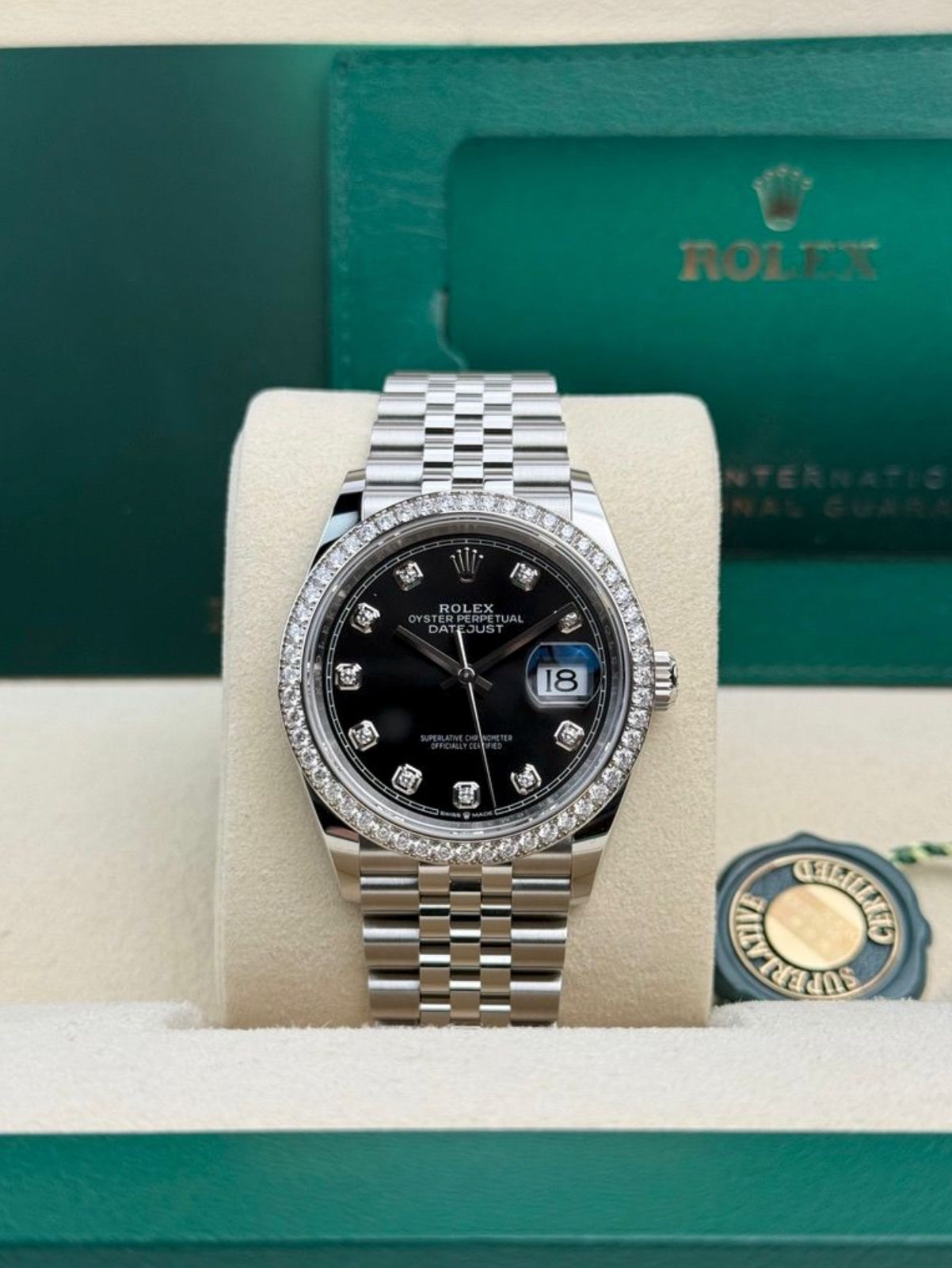Rolex Datejust 36 Black Diamond Bezel Jubilee 2026 Unworn 126284RBR