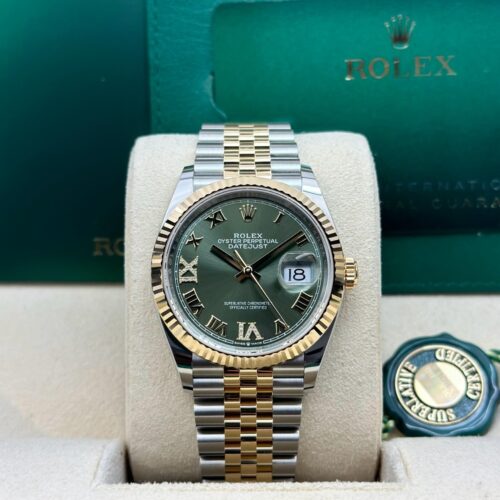 Rolex Datejust 36 Olive Green Roman VIIX Fluted Jubilee 2026 Unworn 126233