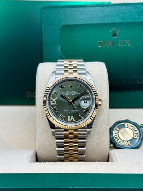 Rolex Datejust 36 Olive Green Roman VIIX Fluted Jubilee 2026 Unworn 126233