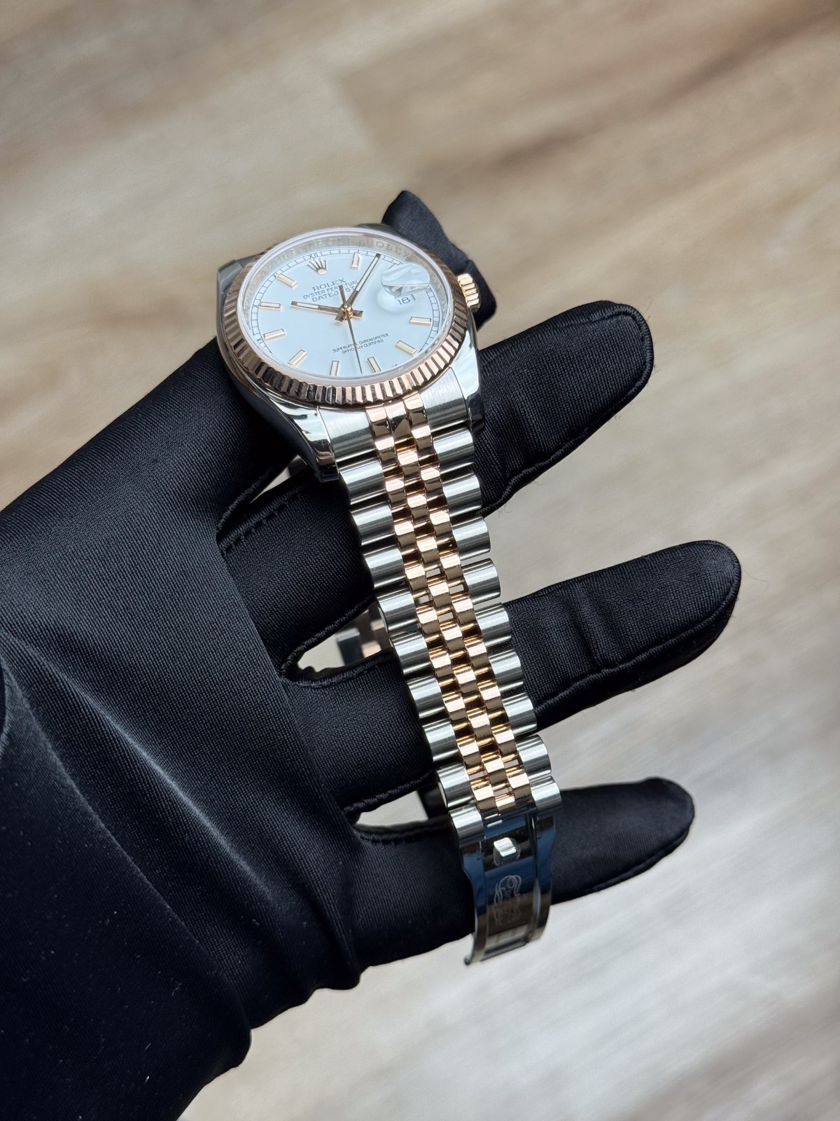 Rolex Datejust 36mm White Index Fluted Jubilee Preowned 2010 Full 116231