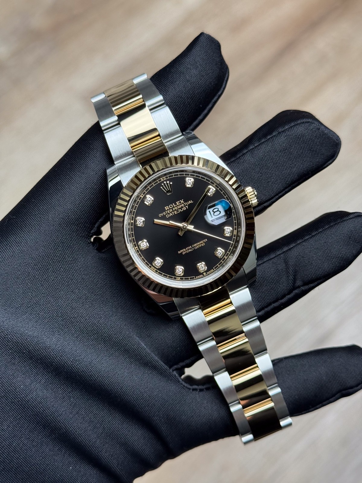 Rolex Datejust 41 Black Diamond Fluted Oyster 2026 Unworn 126333