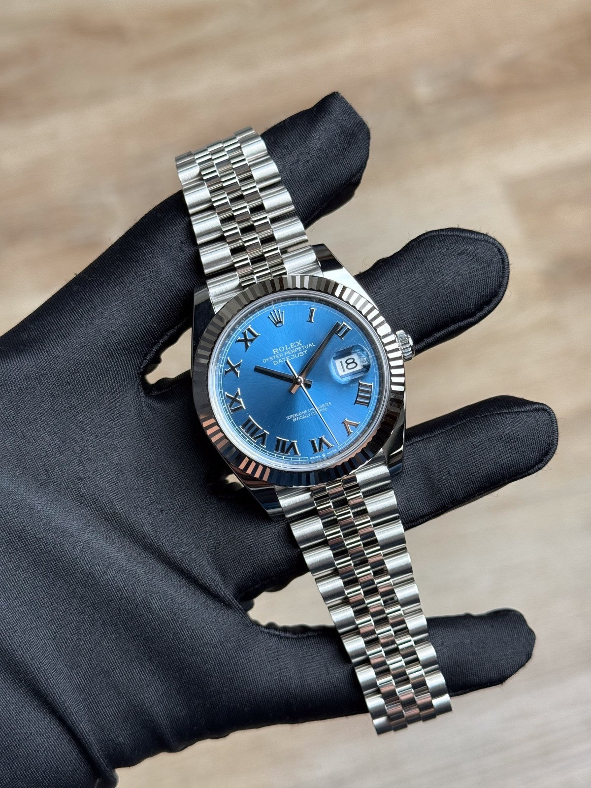 Rolex Datejust 41 Blue Roman Fluted Bezel Jubilee 2026 Unworn 126334