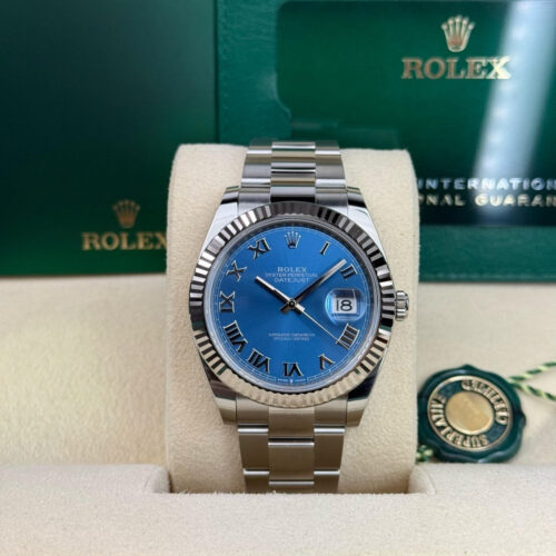 Rolex Datejust 41 Blue Roman Fluted Bezel Oyster 2026 Unworn 126334