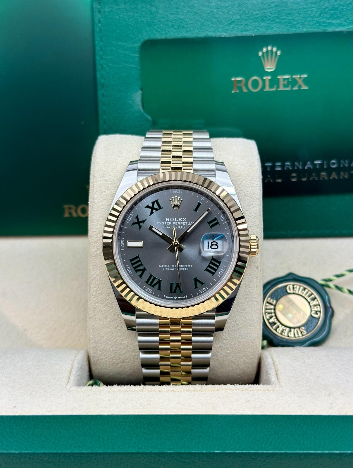 Rolex Datejust 41 Wimbledon Slate Grey Roman Fluted Jubilee 2026 Unworn 126333
