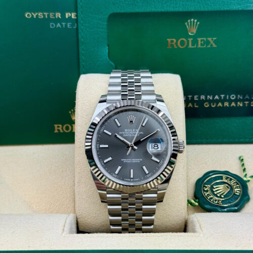 Rolex Datejust 41 Rhodium Slate Grey Index Fluted Jubilee 2026 Unworn 126334