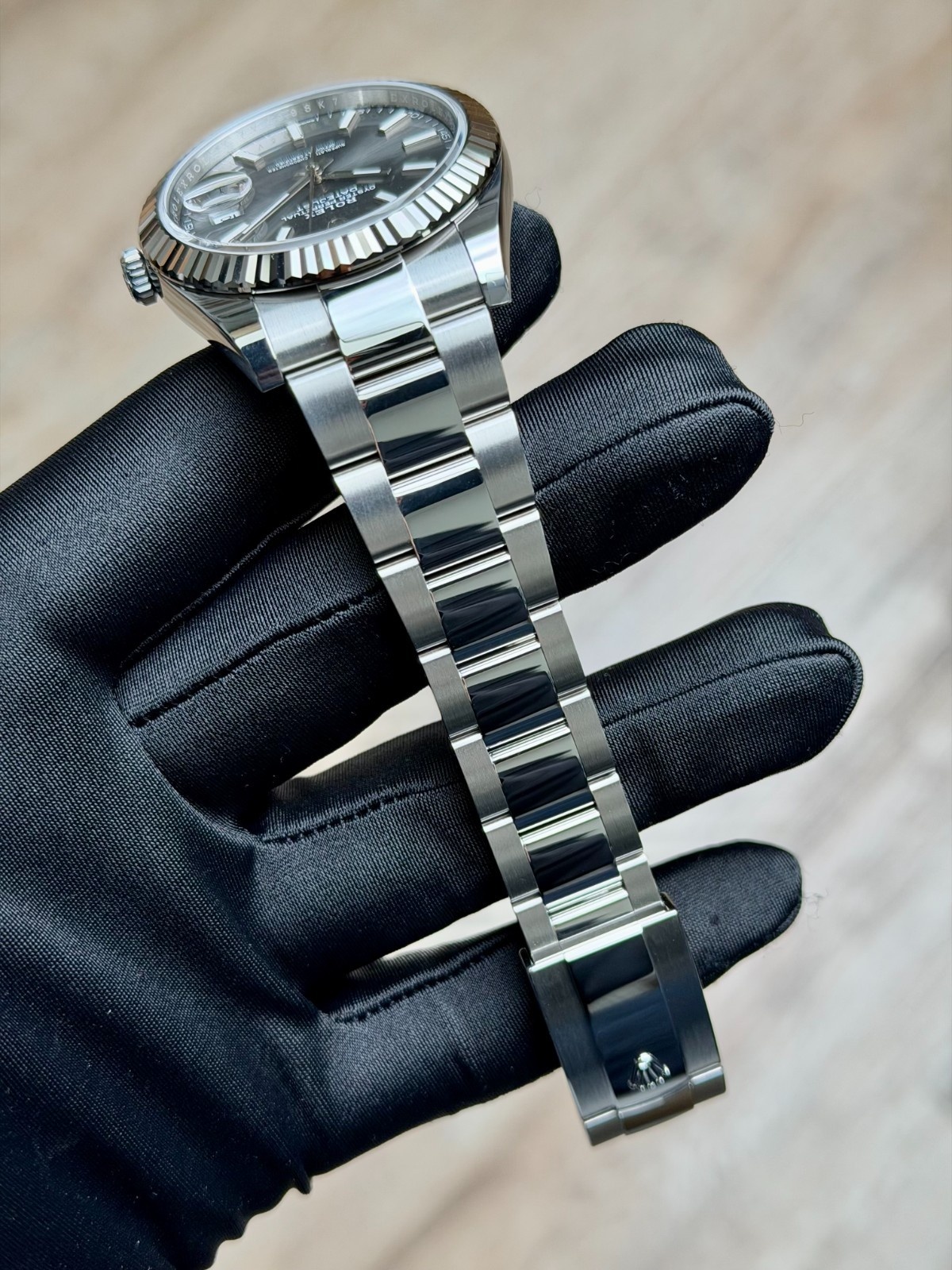 Rolex Datejust 41 Rhodium Slate Grey Index Fluted Oyster 2026 Unworn 126334